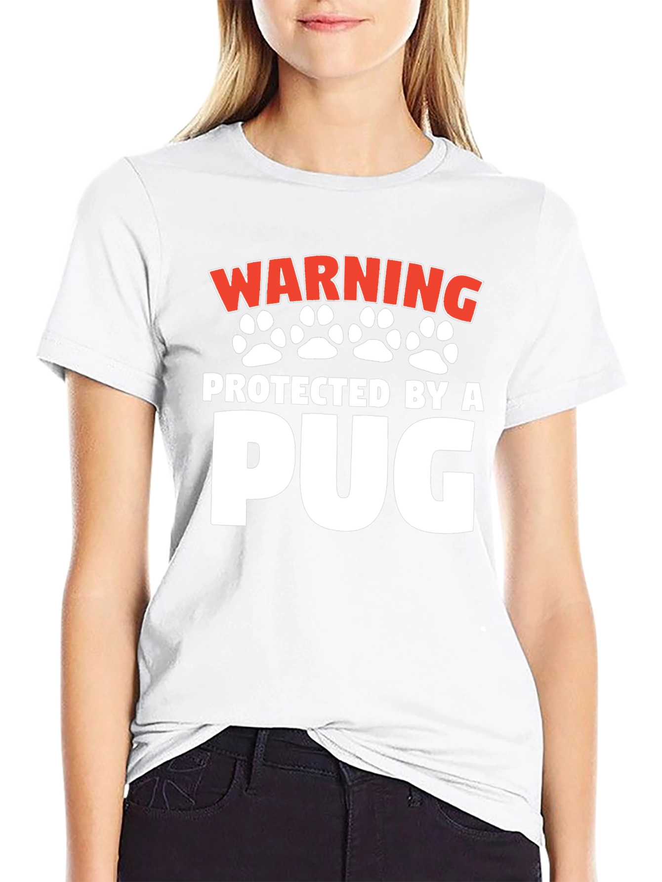 Warning Protected By a Pug Black T-Shirt
