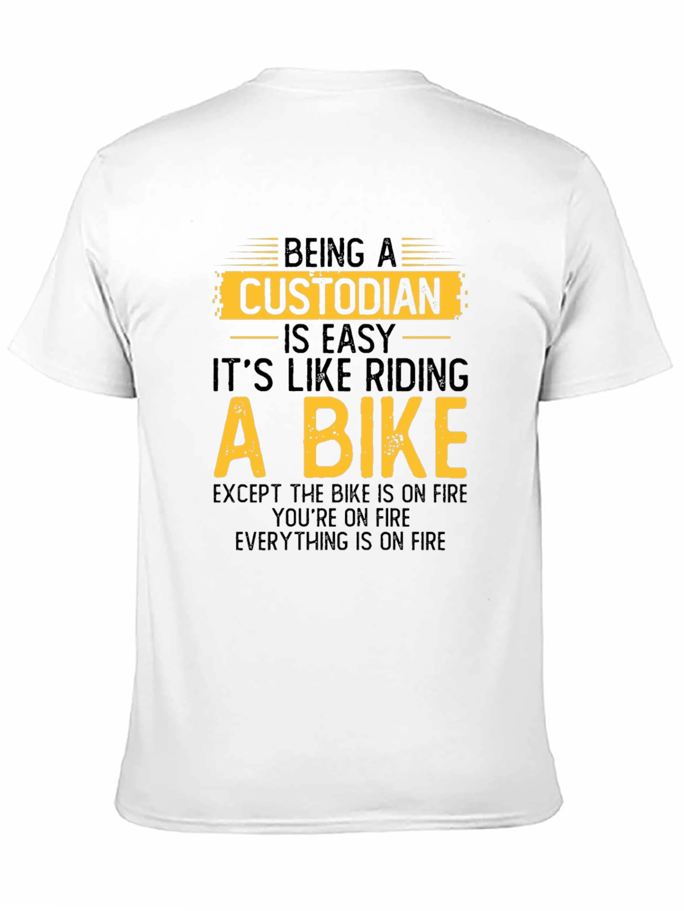 Custodian Bike on Fire Black T-Shirt