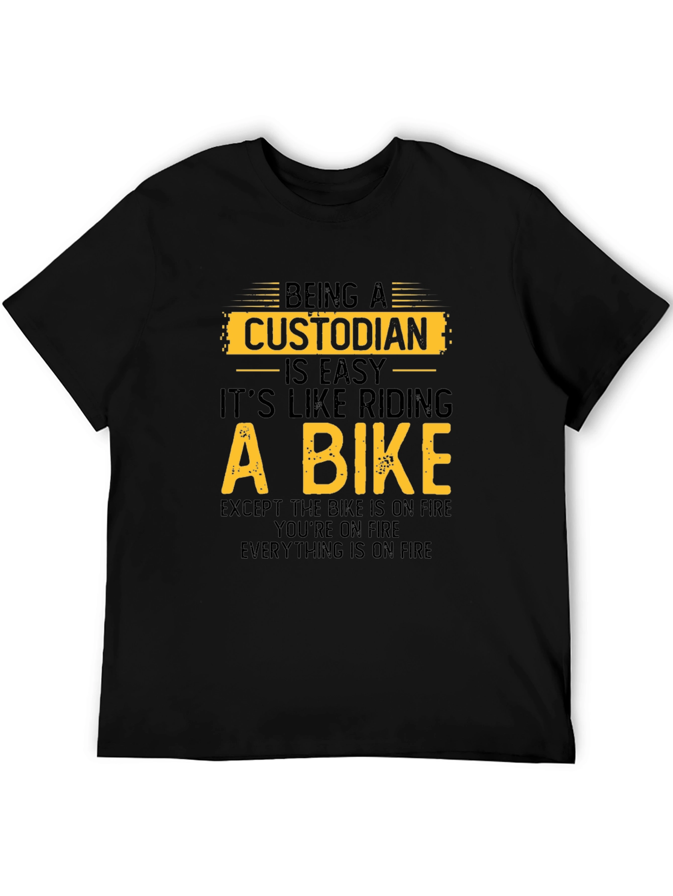 Custodian Bike on Fire Black T-Shirt