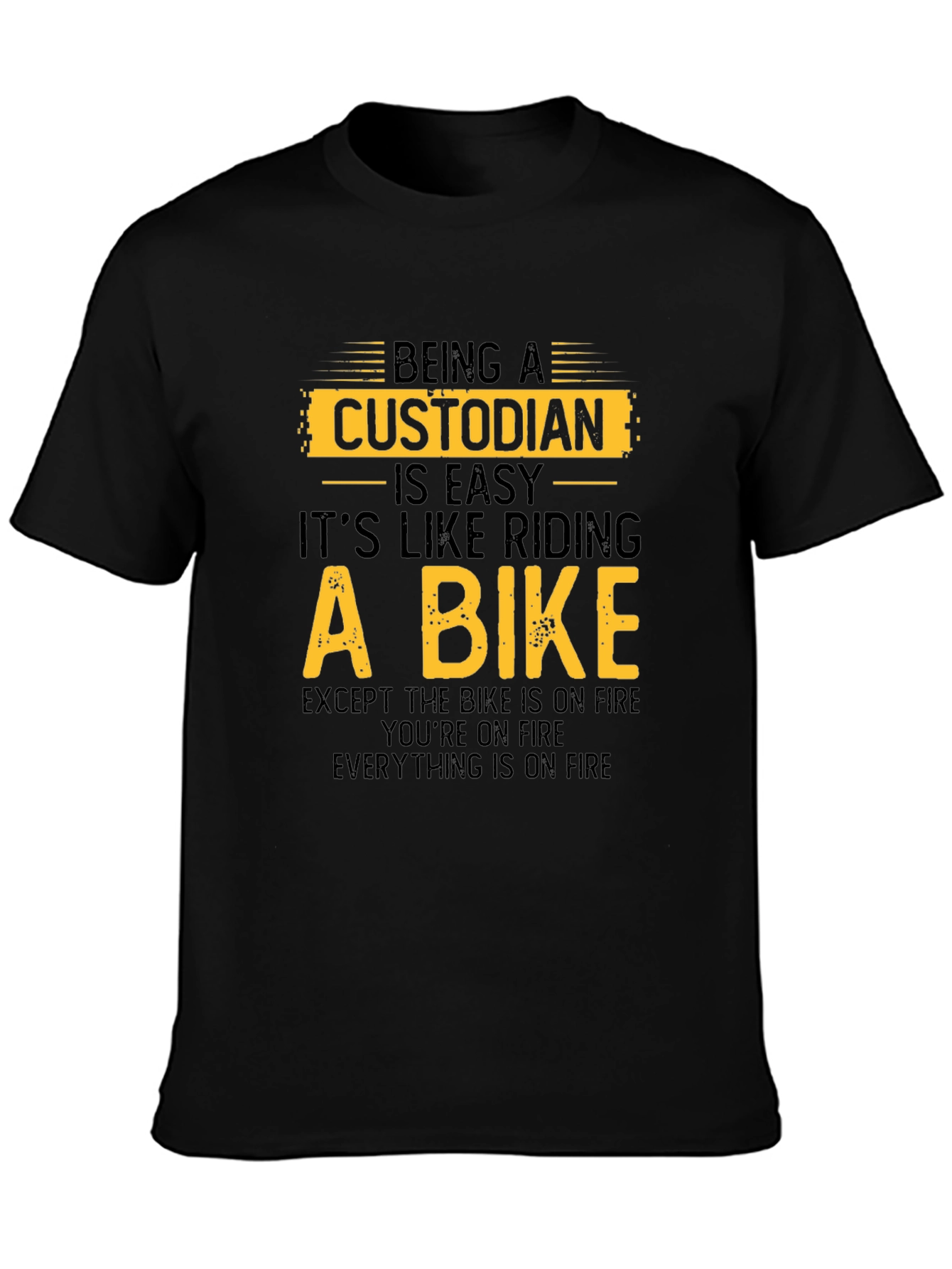 Custodian Bike on Fire Black T-Shirt