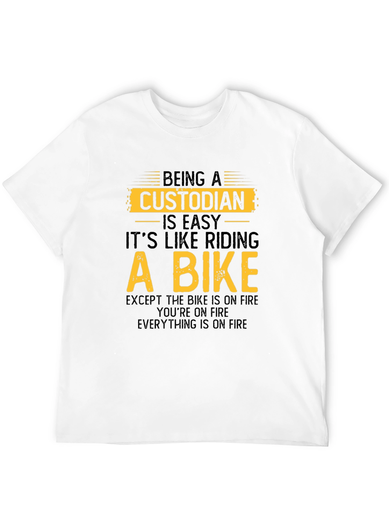 Custodian Bike on Fire Black T-Shirt