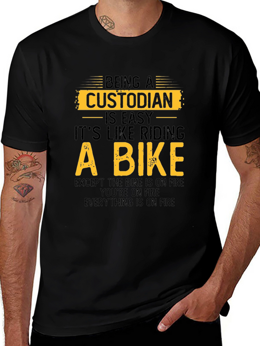 Custodian Bike on Fire Black T-Shirt