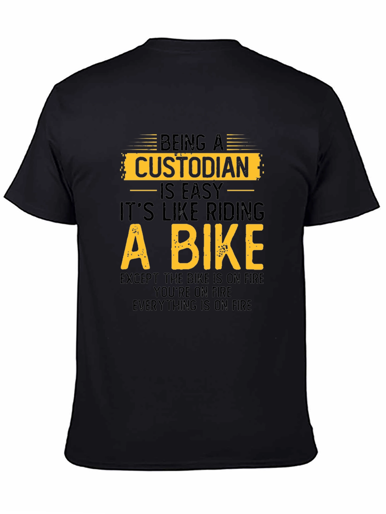 Custodian Bike on Fire Black T-Shirt