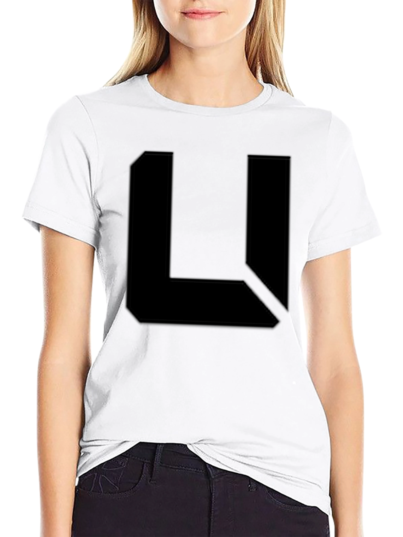 Abstract L Graphic Black T-Shirt