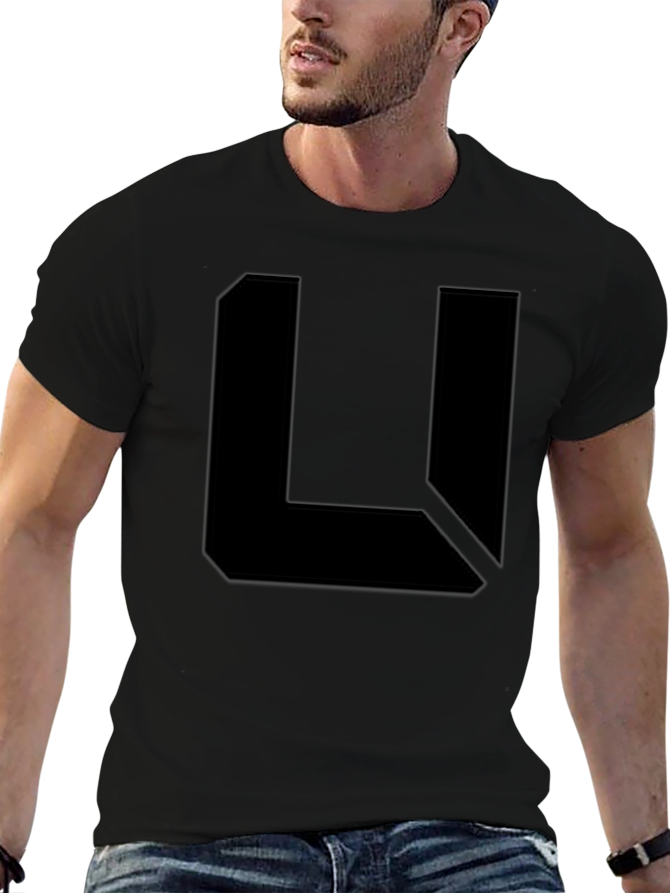 Abstract L Graphic Black T-Shirt