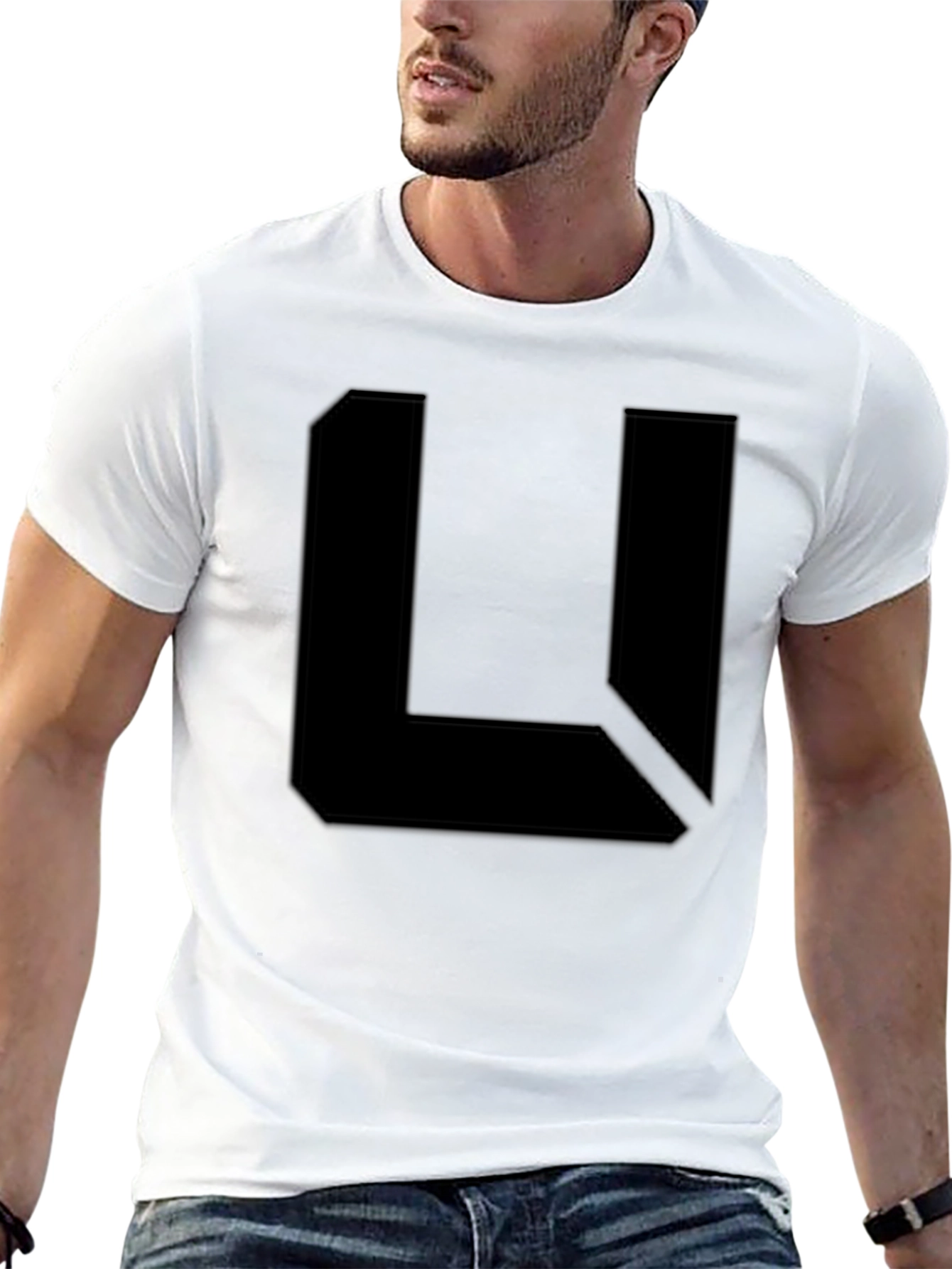 Abstract L Graphic Black T-Shirt