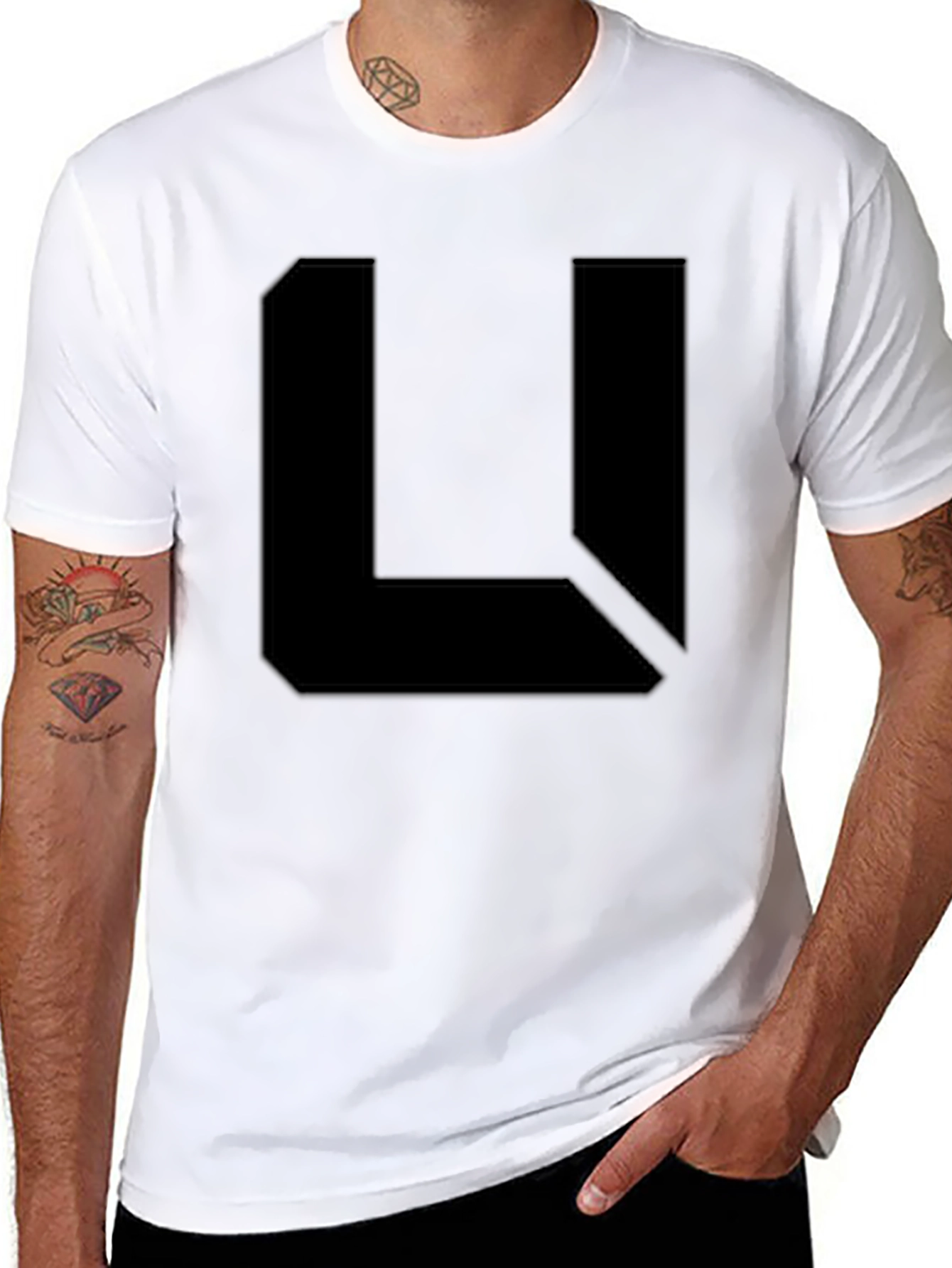 Abstract L Graphic Black T-Shirt