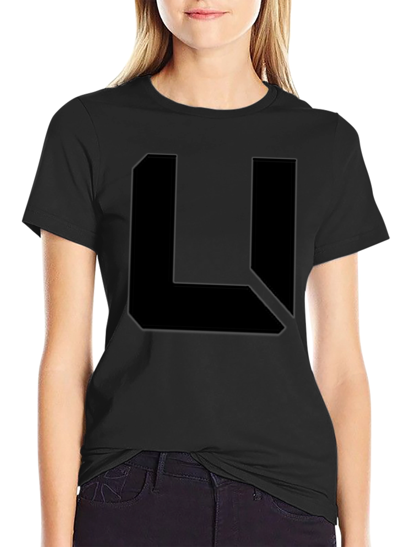 Abstract L Graphic Black T-Shirt