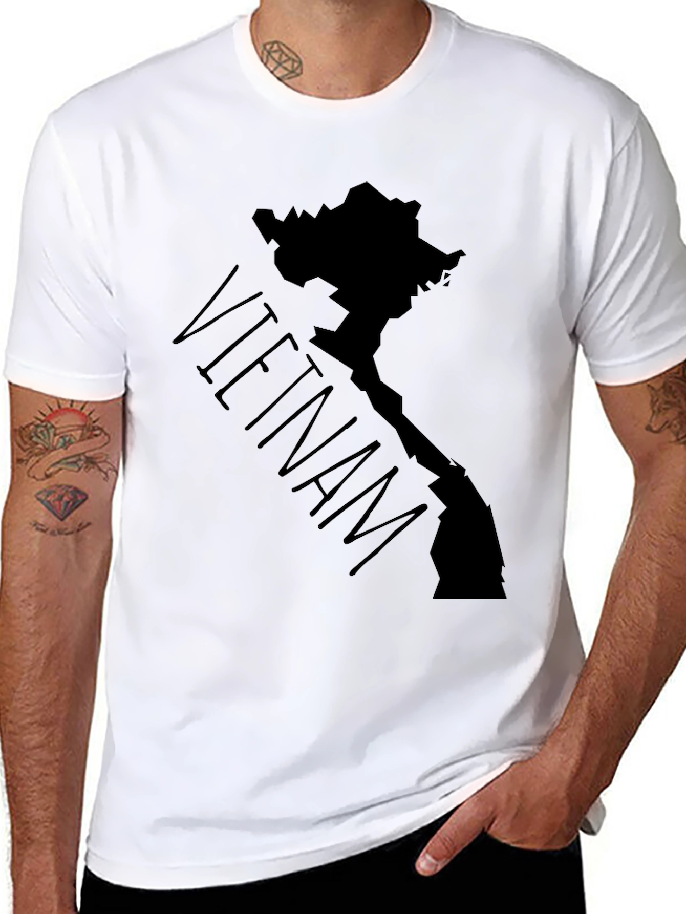 Vietnam Map Graphic Tee - Black Cotton T-Shirt