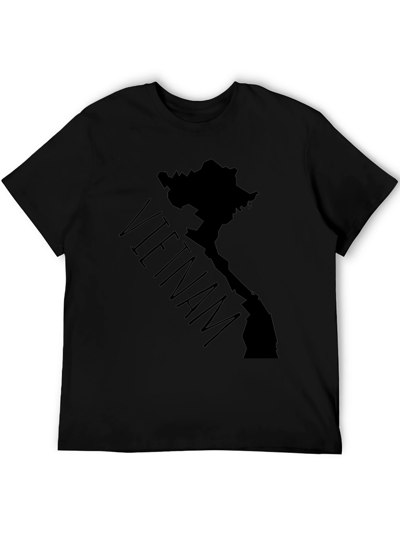 Vietnam Map Graphic Tee - Black Cotton T-Shirt