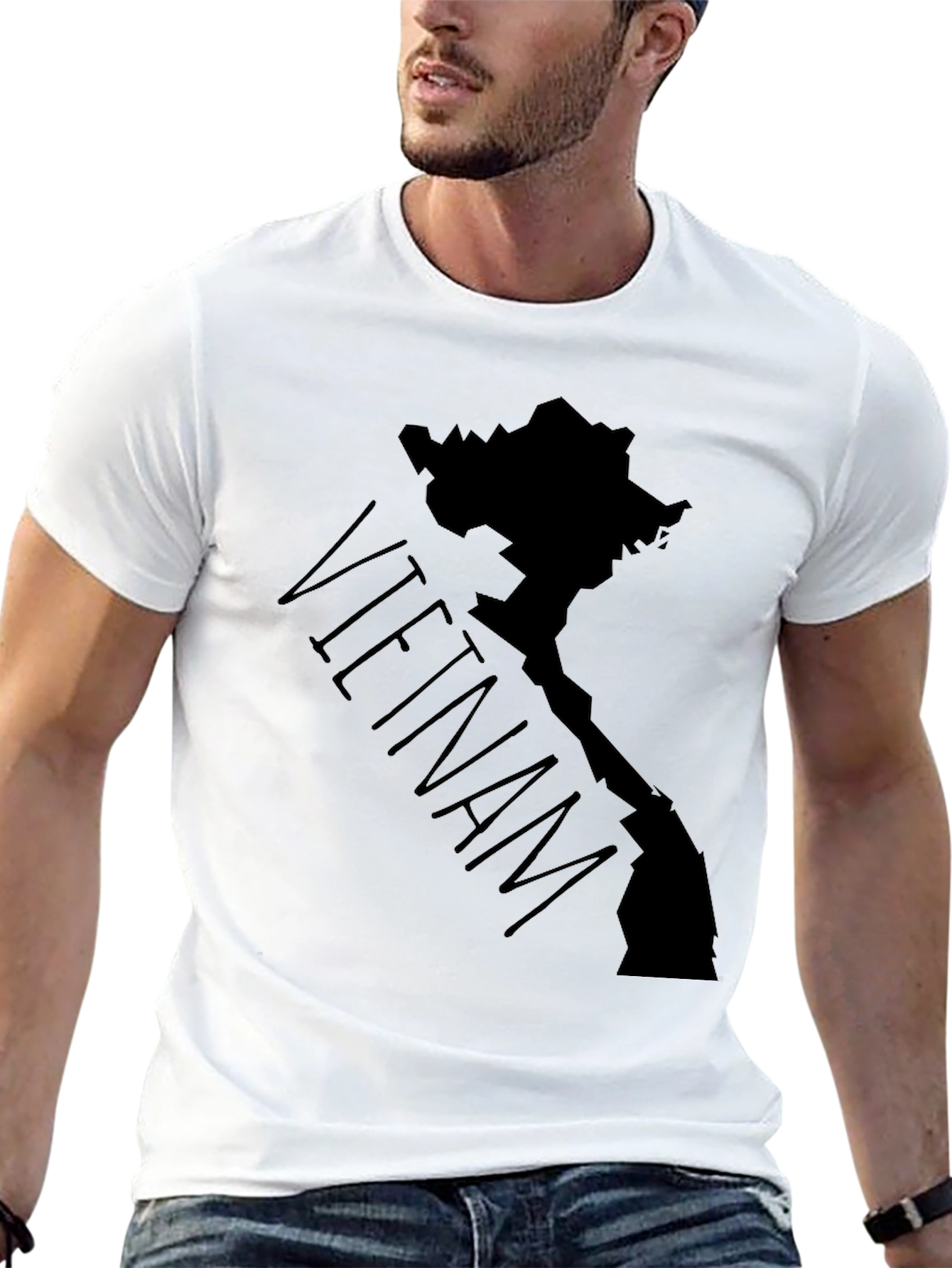 Vietnam Map Graphic Tee - Black Cotton T-Shirt