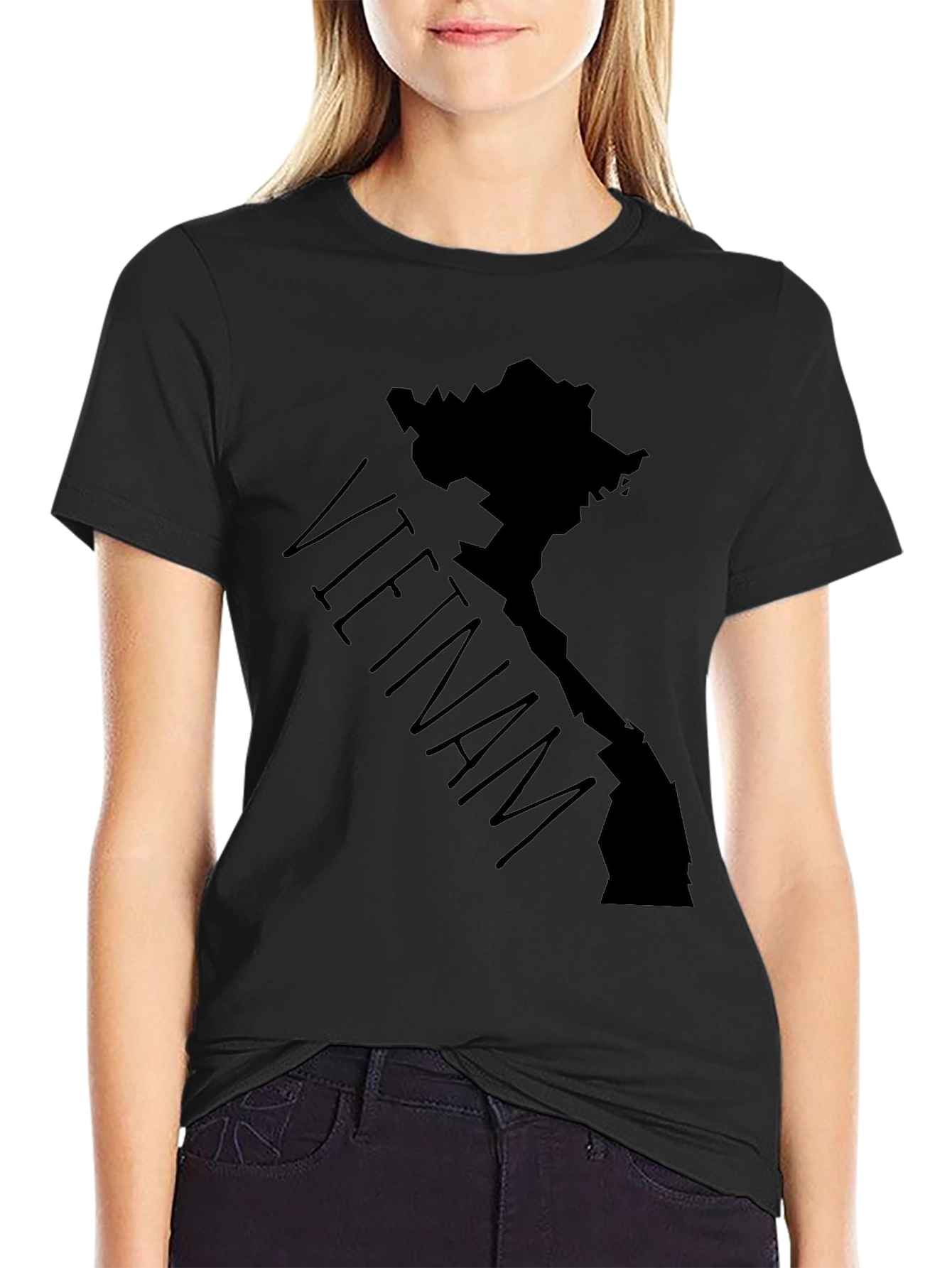 Vietnam Map Graphic Tee - Black Cotton T-Shirt