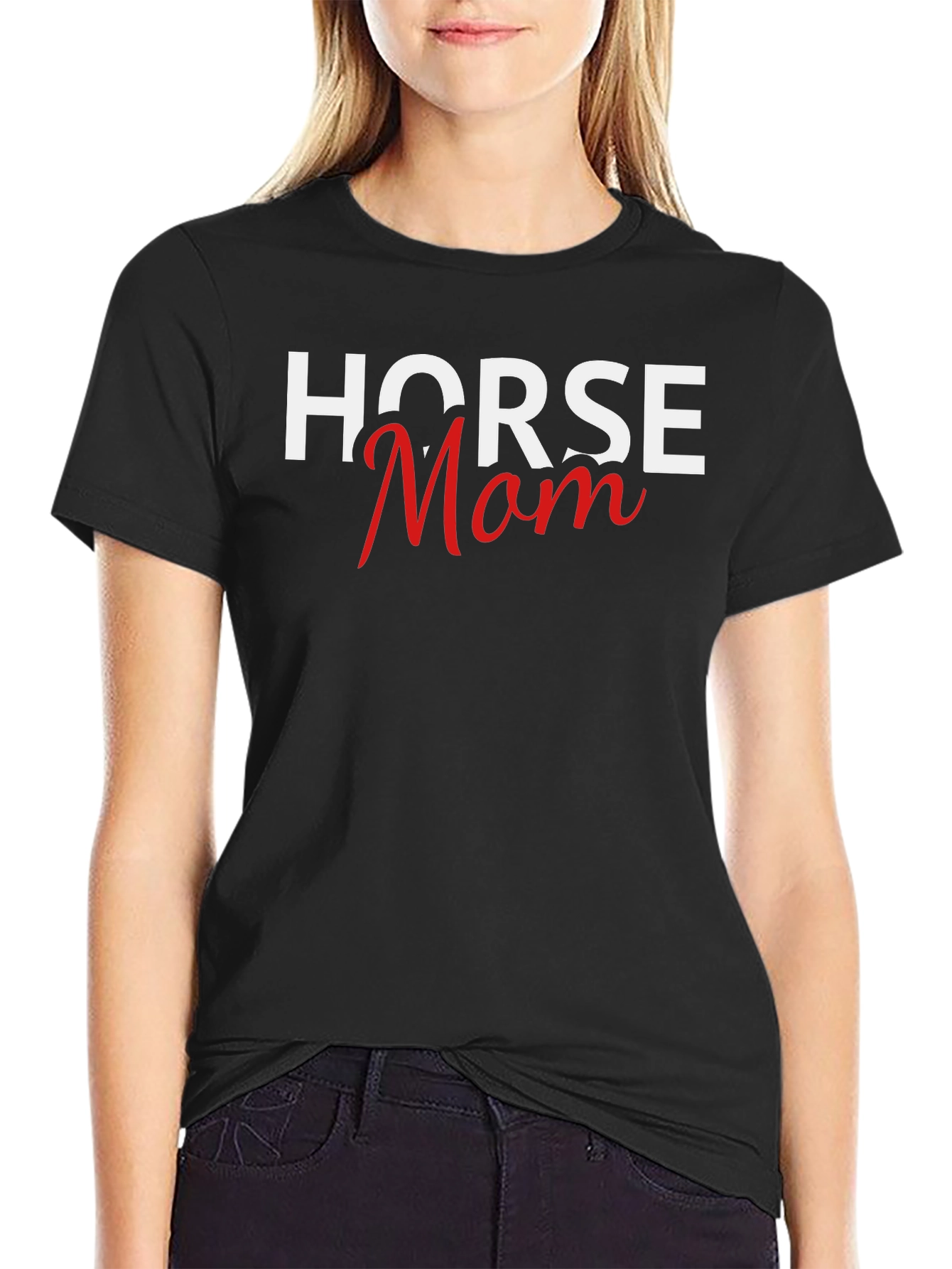 Horse Mom Graphic T-Shirt - Black
