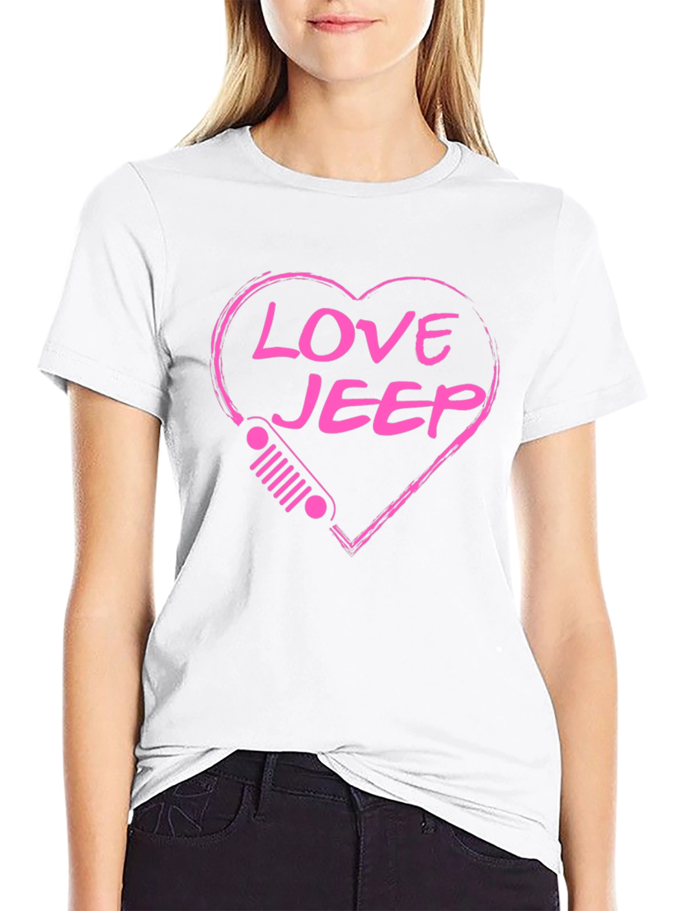 Love Jeep Heart Graphic Black T-Shirt