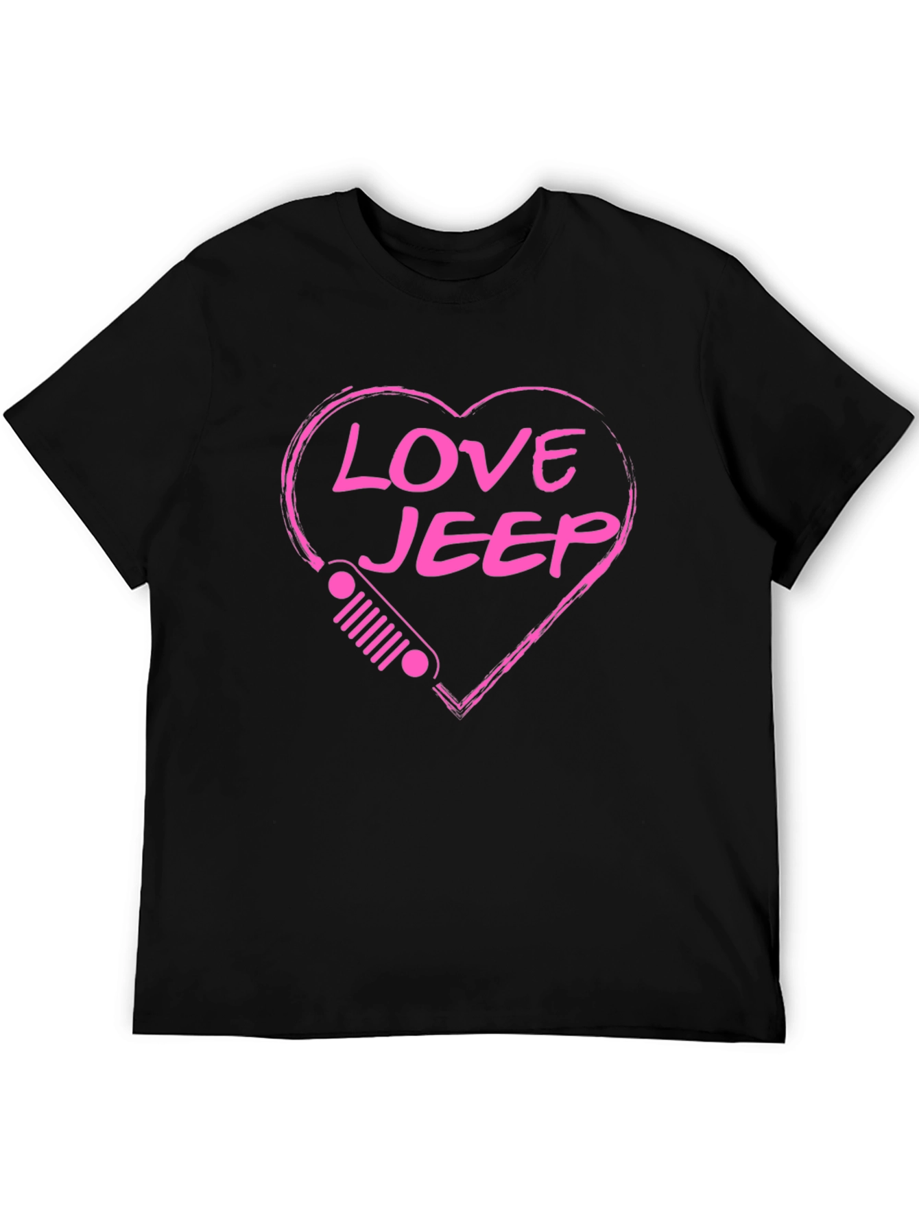 Love Jeep Heart Graphic Black T-Shirt