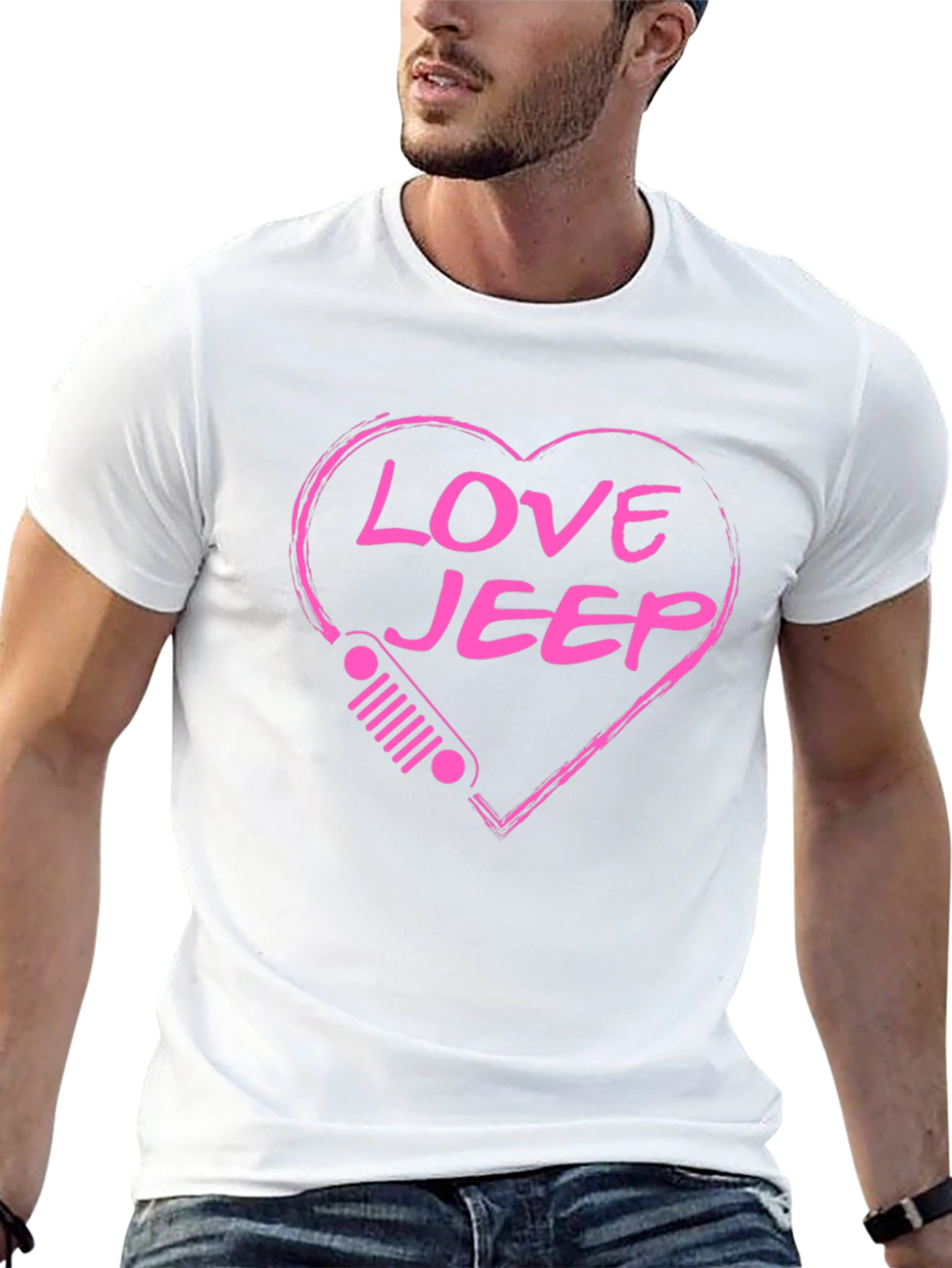Love Jeep Heart Graphic Black T-Shirt