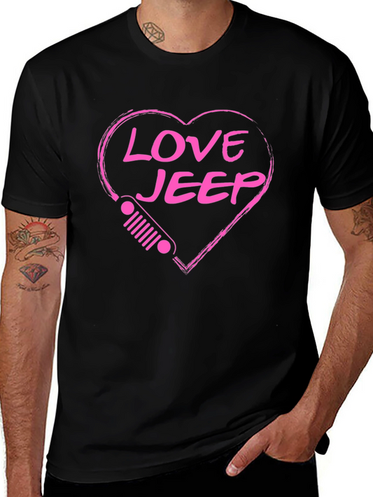 Love Jeep Heart Graphic Black T-Shirt