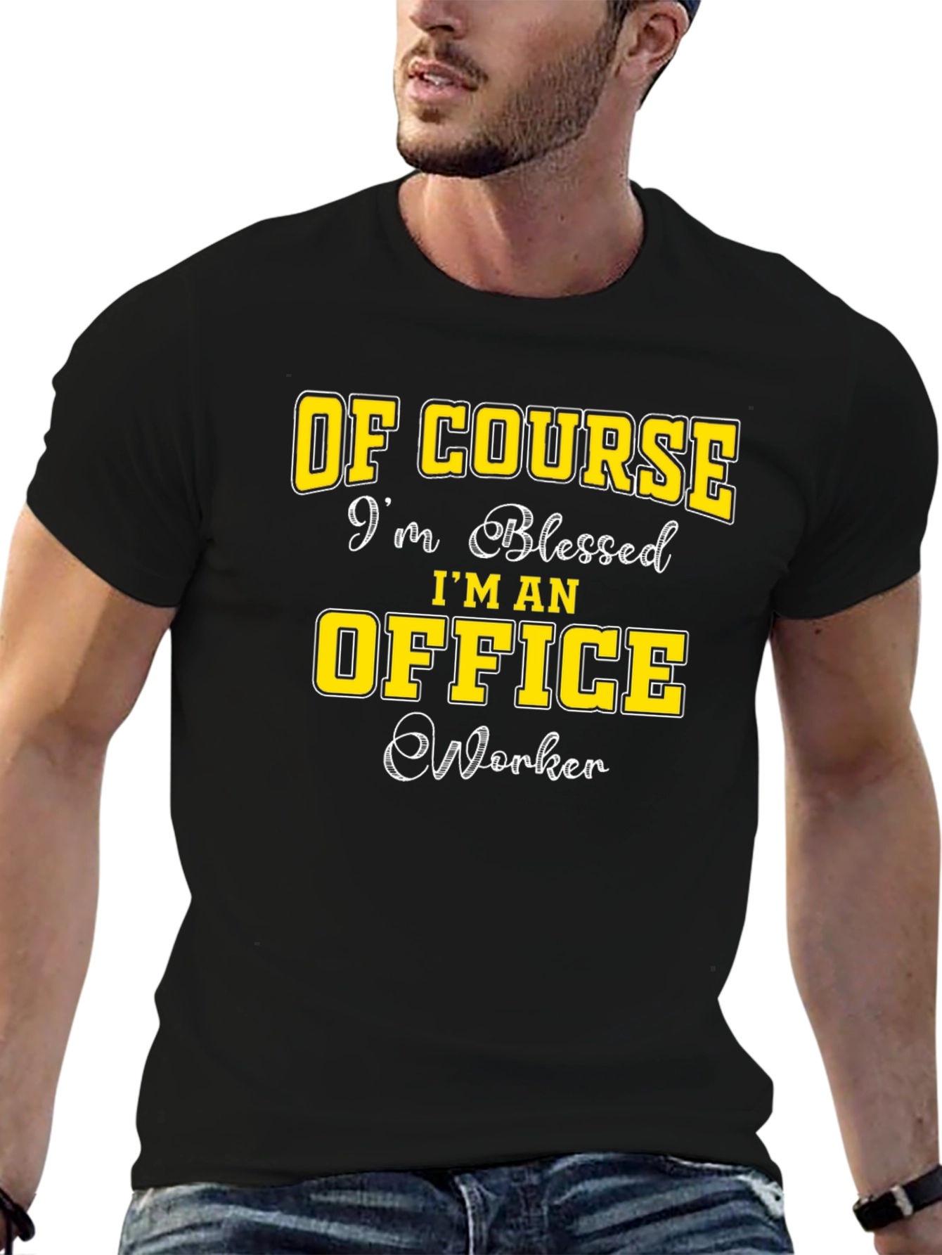Blessed Office Worker Black Graphic Tee