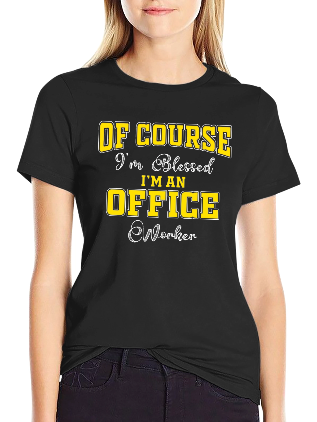 Blessed Office Worker Black Graphic Tee