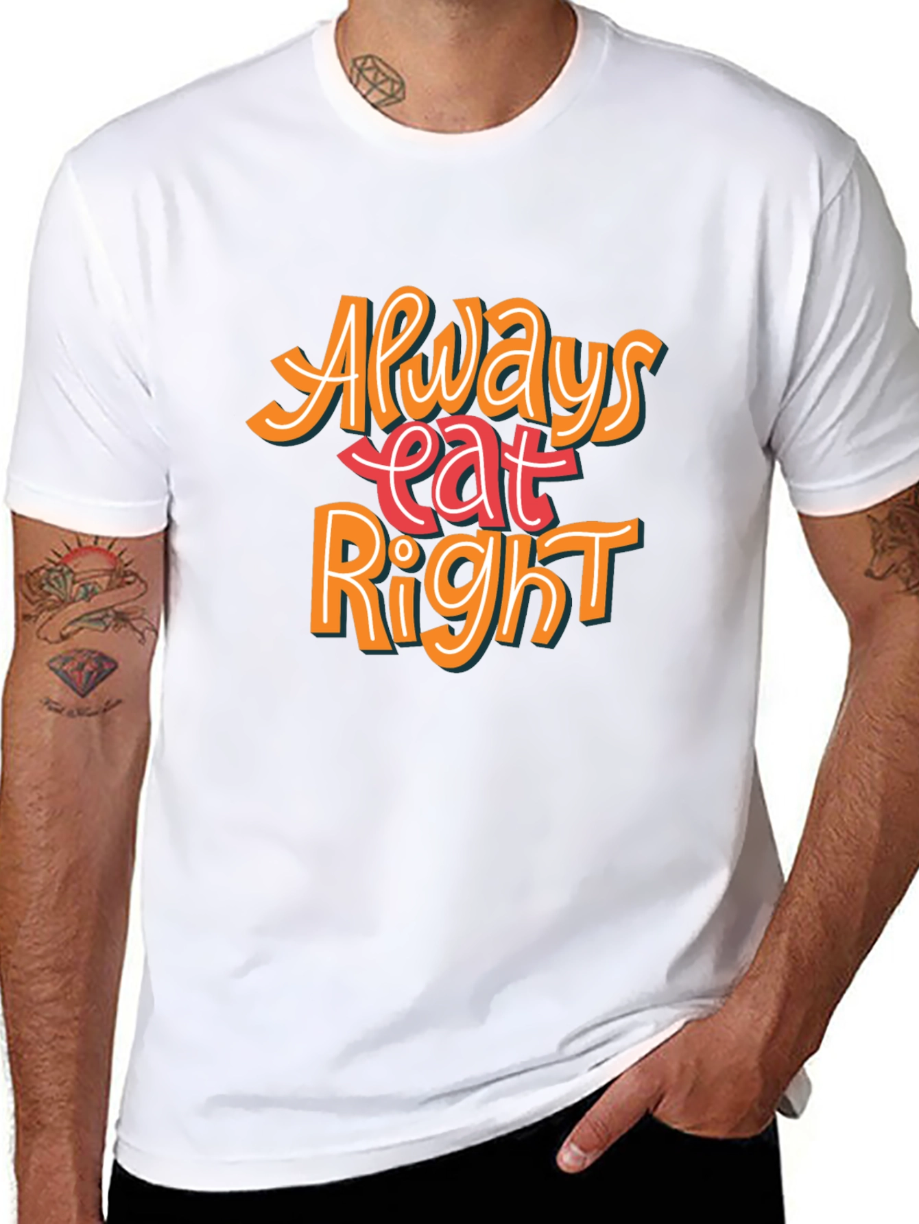 Always Eat Right Graphic T-Shirt - Black Casual Tee