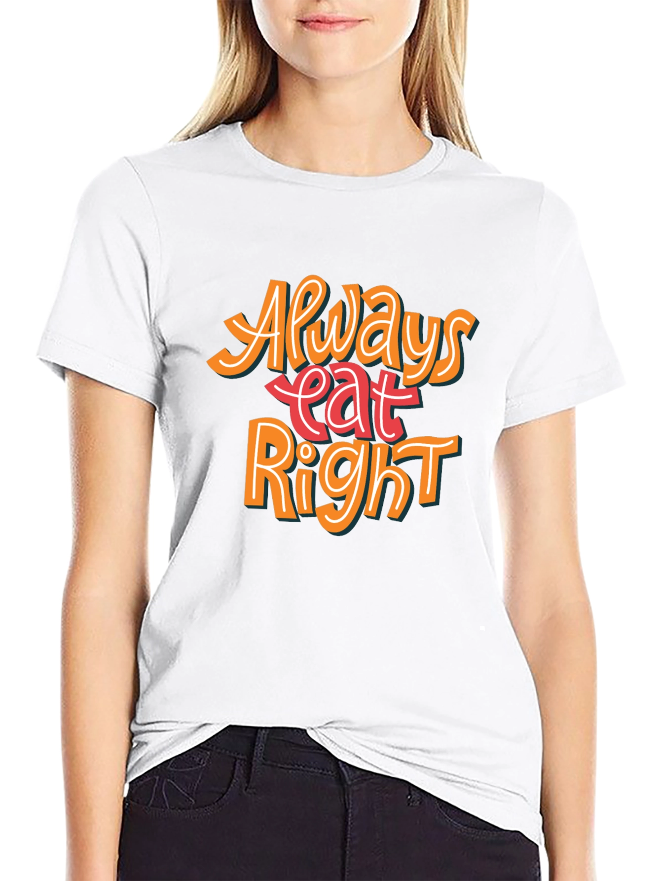 Always Eat Right Graphic T-Shirt - Black Casual Tee