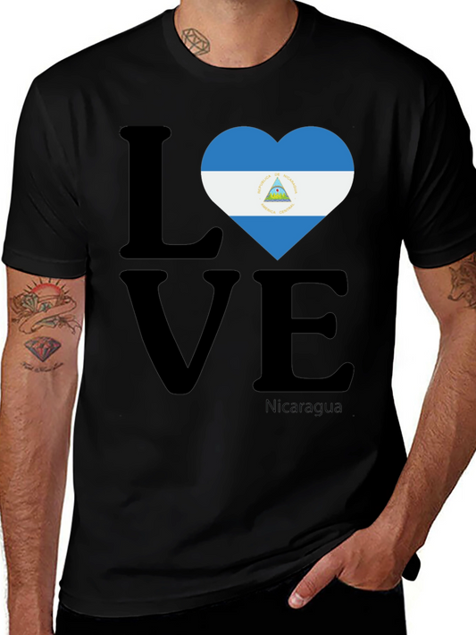 Nicaragua Love T-Shirt - Flag Heart Design