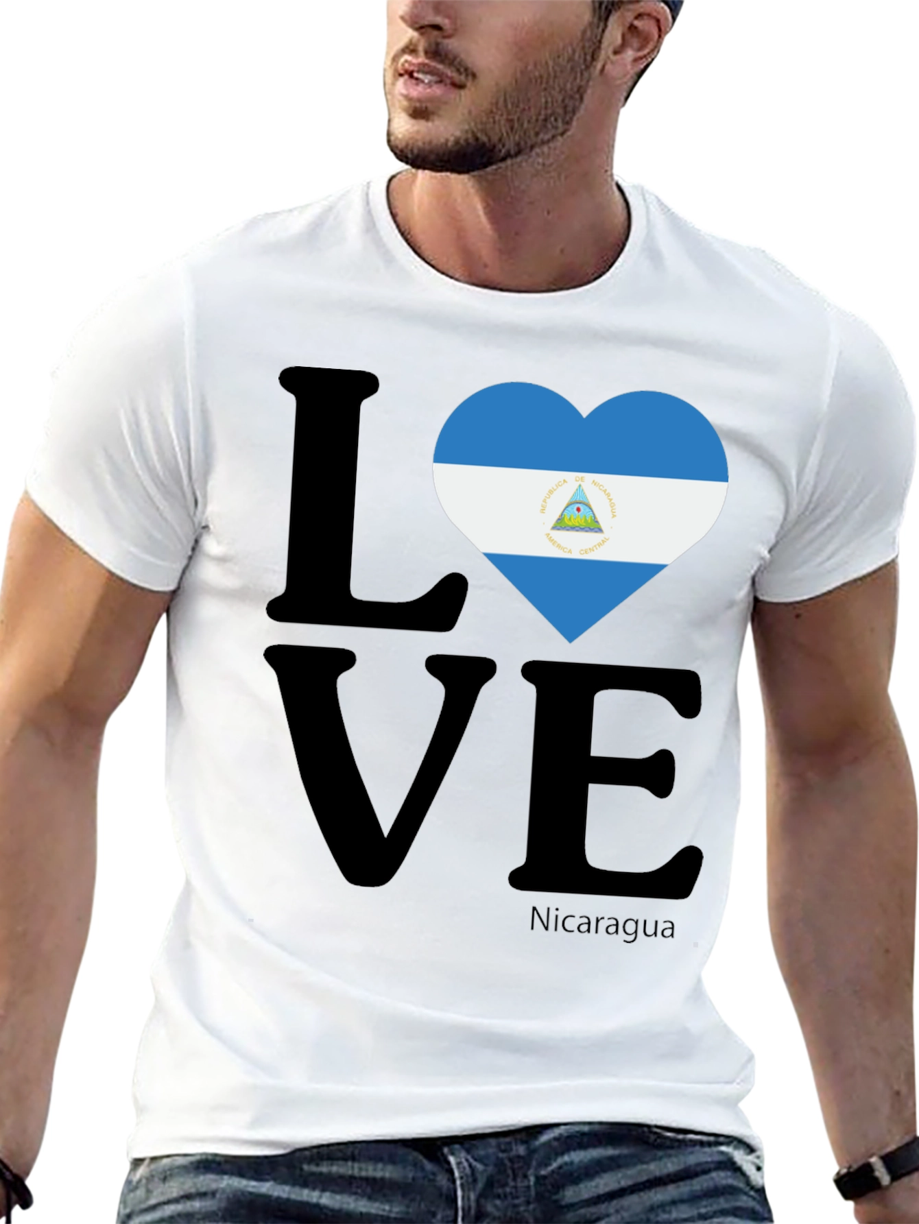 Nicaragua Love T-Shirt - Flag Heart Design