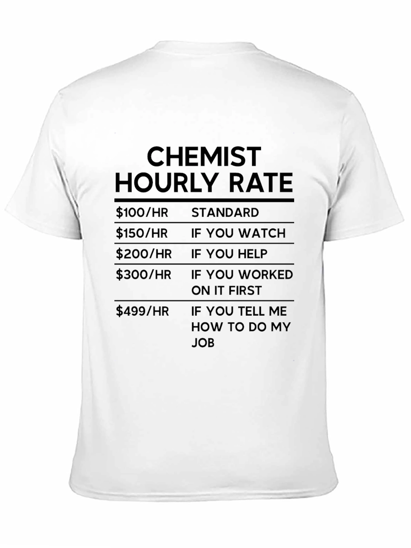 Chemist Hourly Rate Graphic Tee