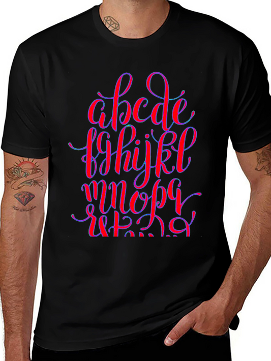 Alphabet Graphic Print Black Crew Neck T-Shirt
