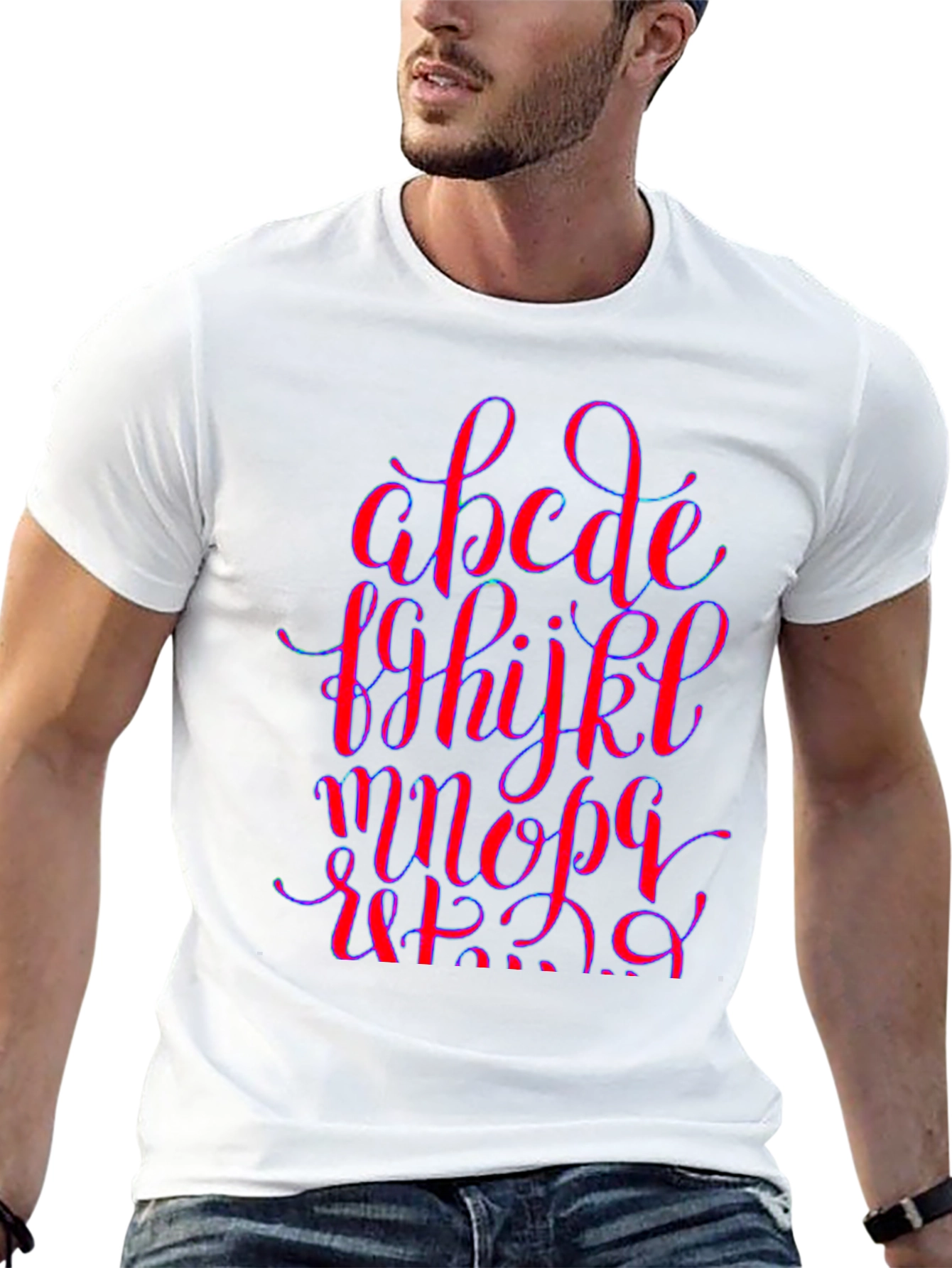 Alphabet Graphic Print Black Crew Neck T-Shirt