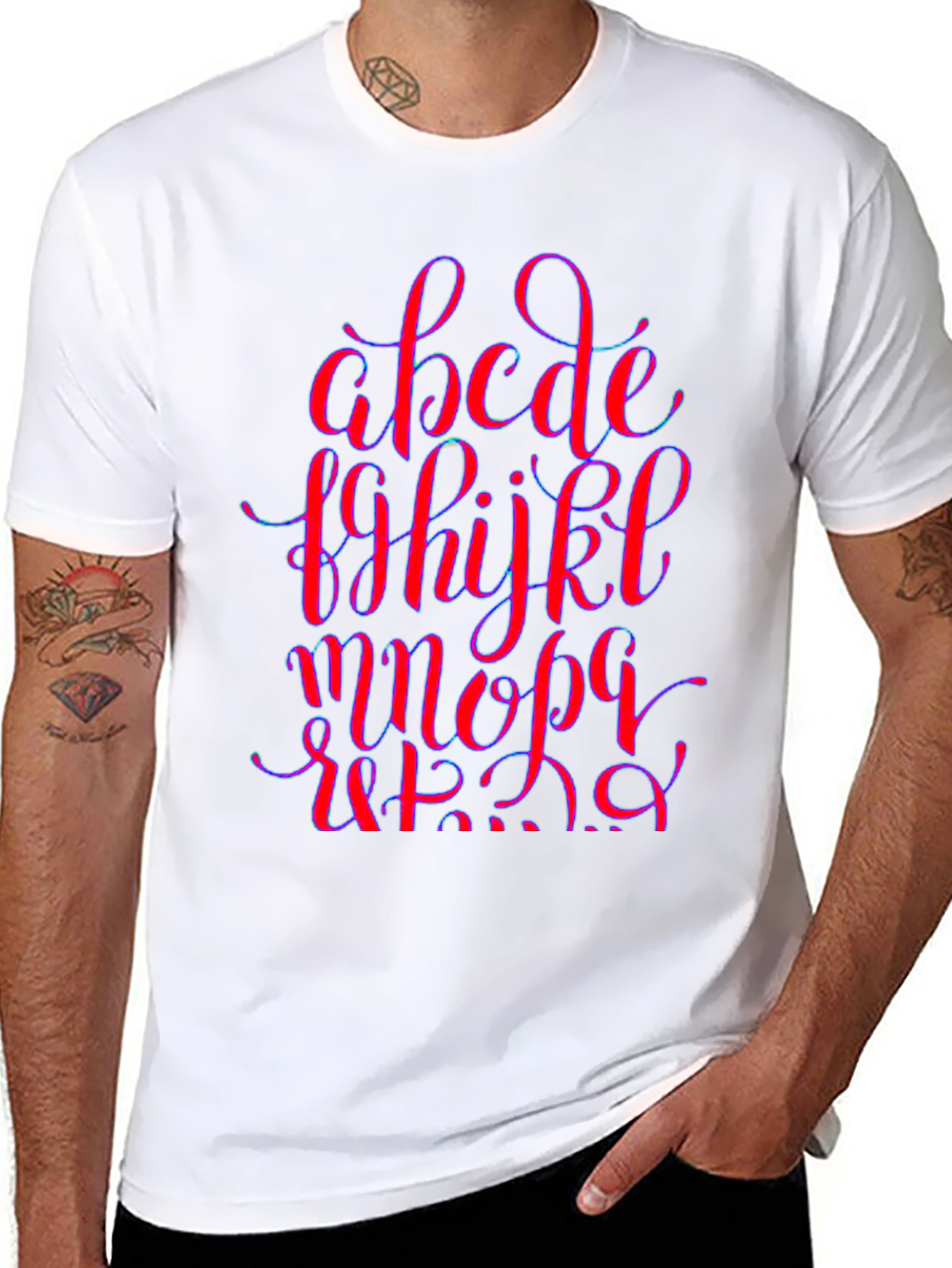 Alphabet Graphic Print Black Crew Neck T-Shirt