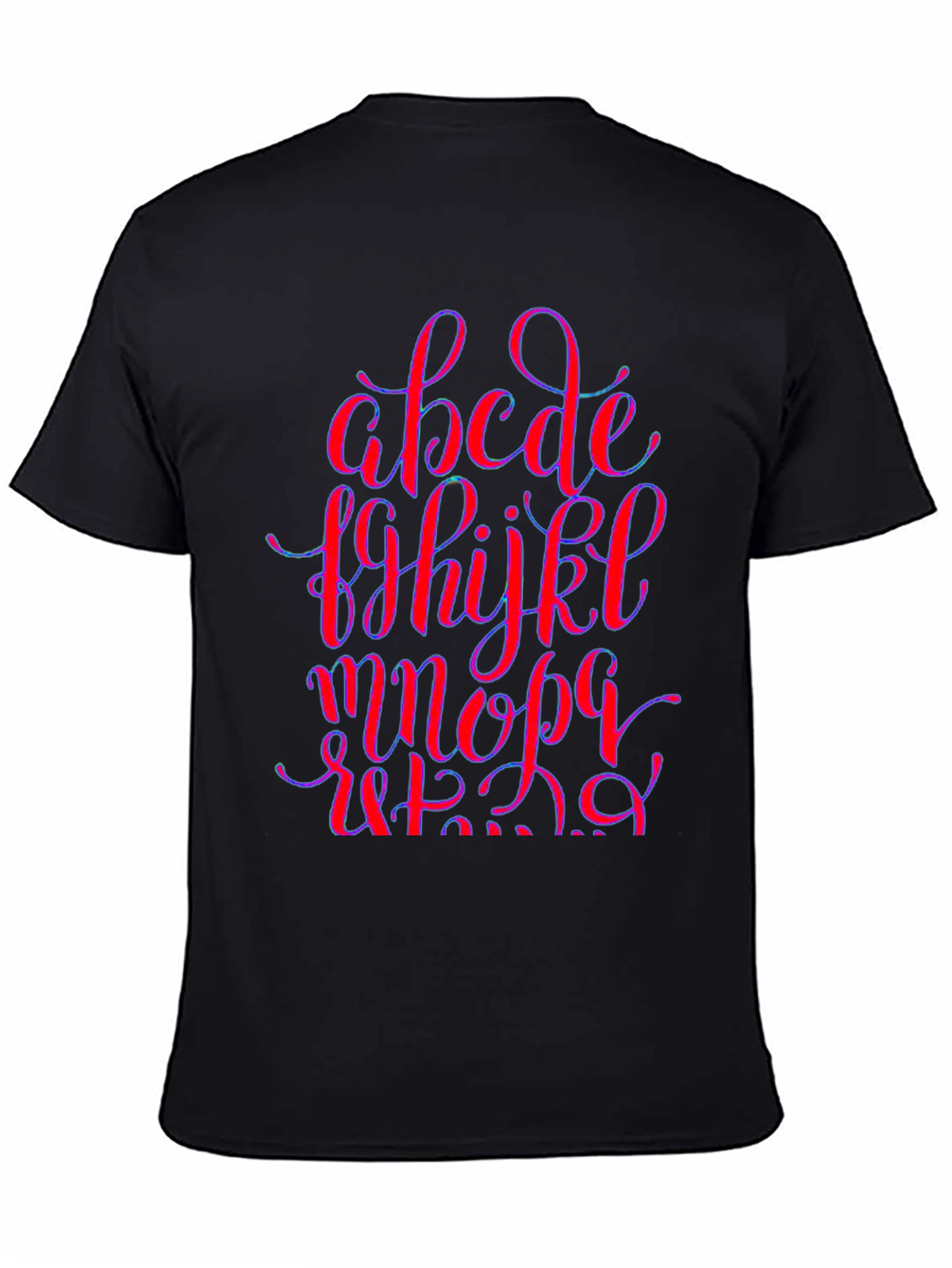 Alphabet Graphic Print Black Crew Neck T-Shirt