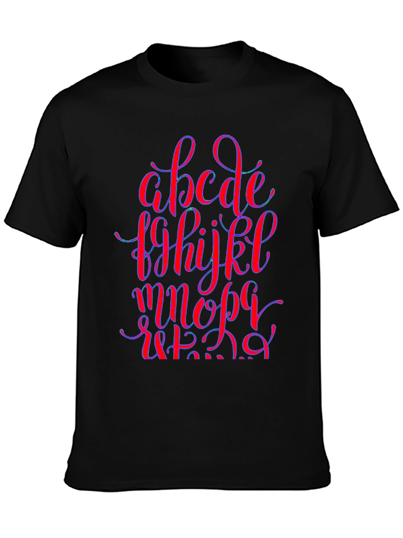 Alphabet Graphic Print Black Crew Neck T-Shirt