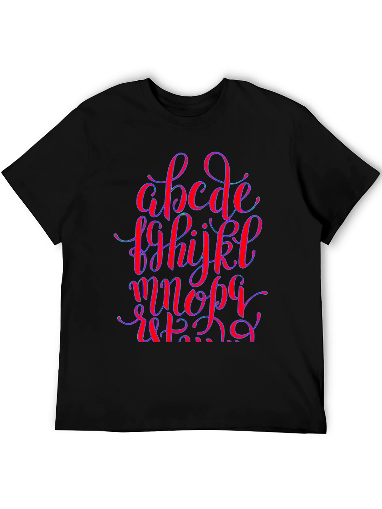 Alphabet Graphic Print Black Crew Neck T-Shirt