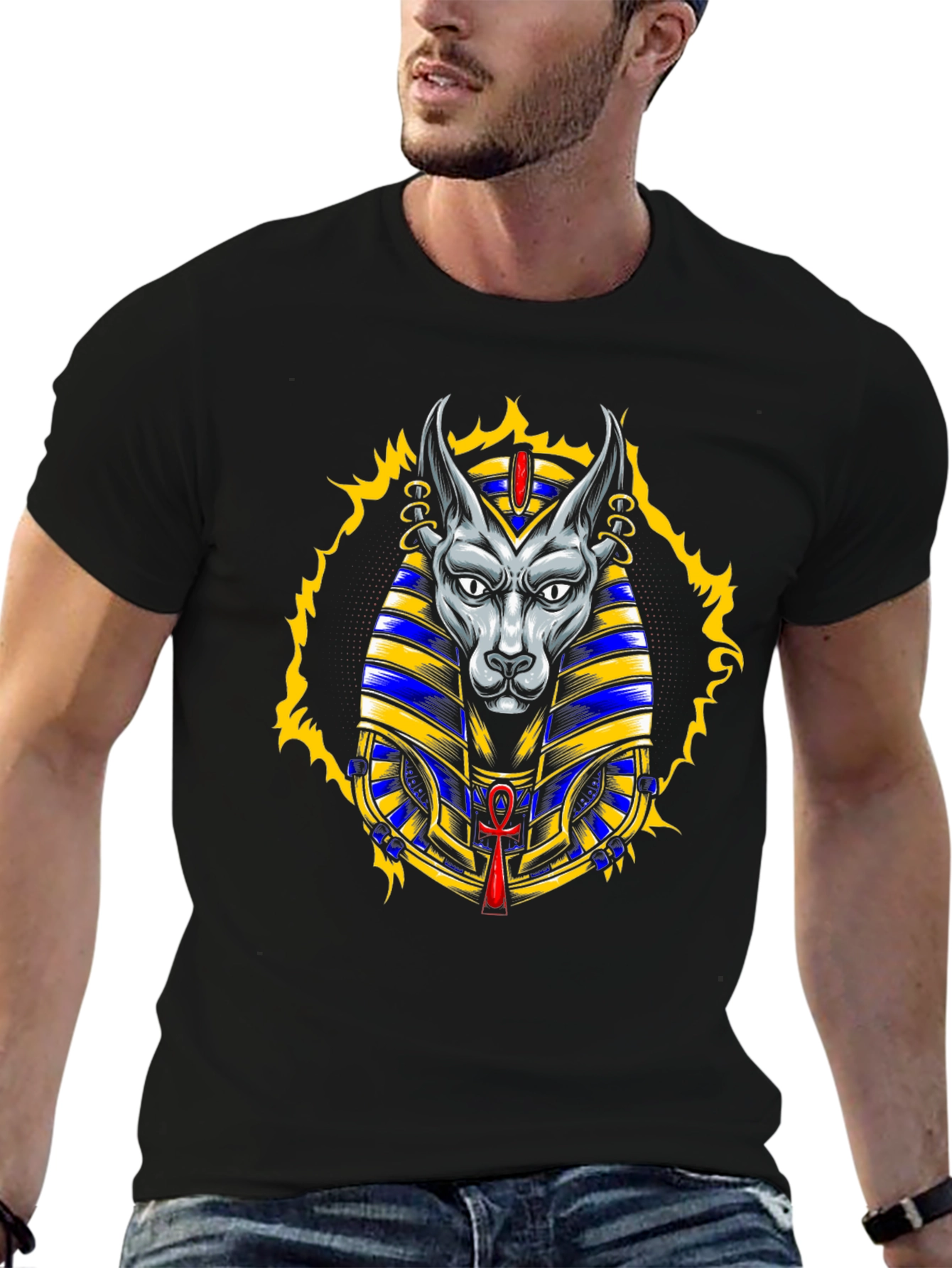 Anubis Graphic T-Shirt - Egyptian Dog God Tee