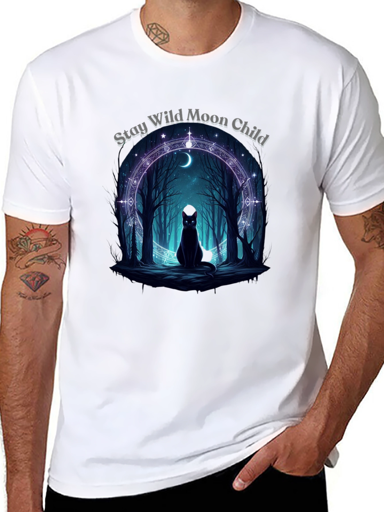 Stay Wild Moon Child Black Graphic T-Shirt