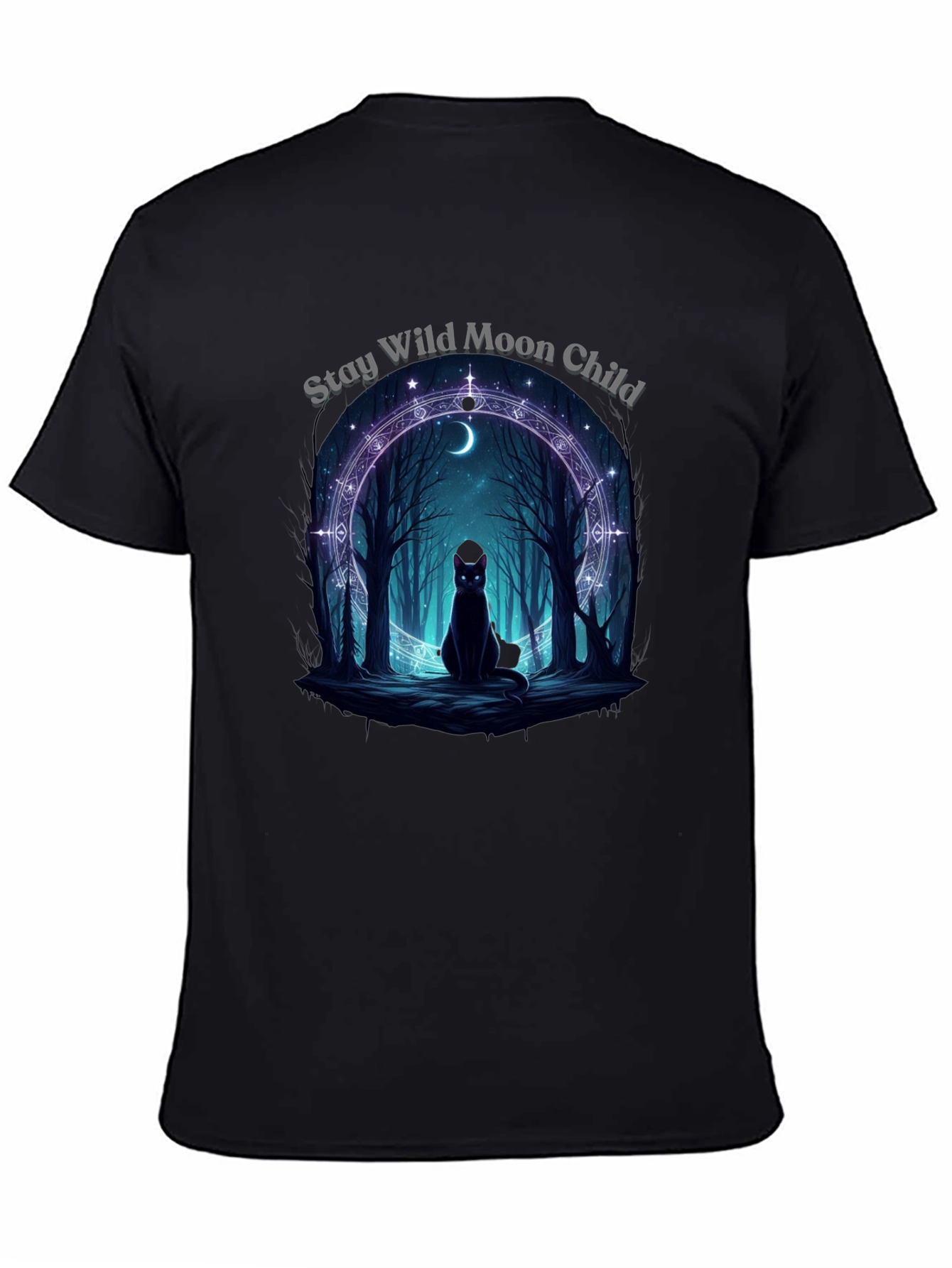 Stay Wild Moon Child Black Graphic T-Shirt