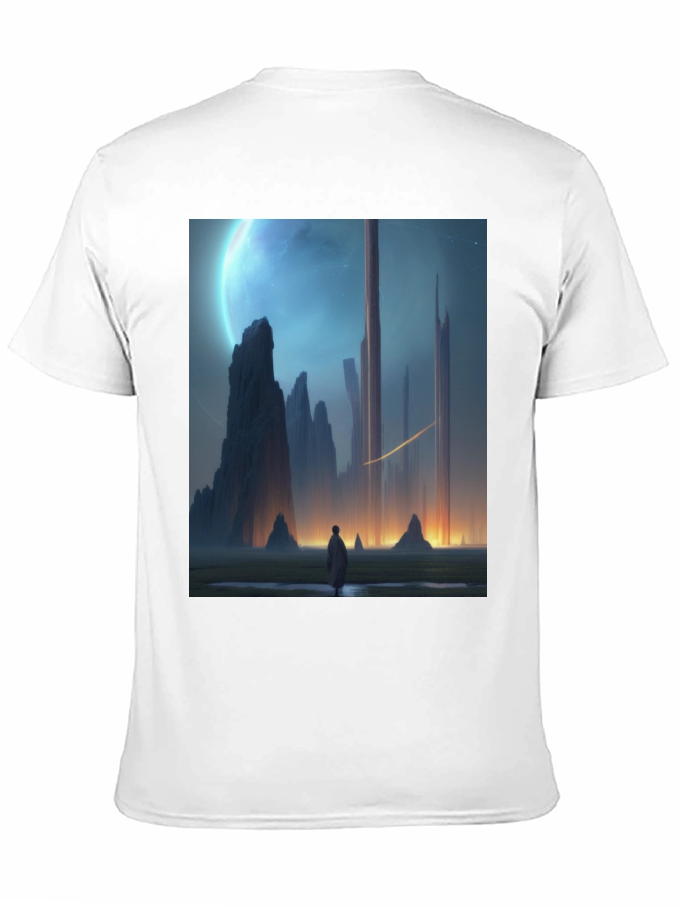 Sci-Fi Landscape Graphic Tee - Mens Black T-Shirt