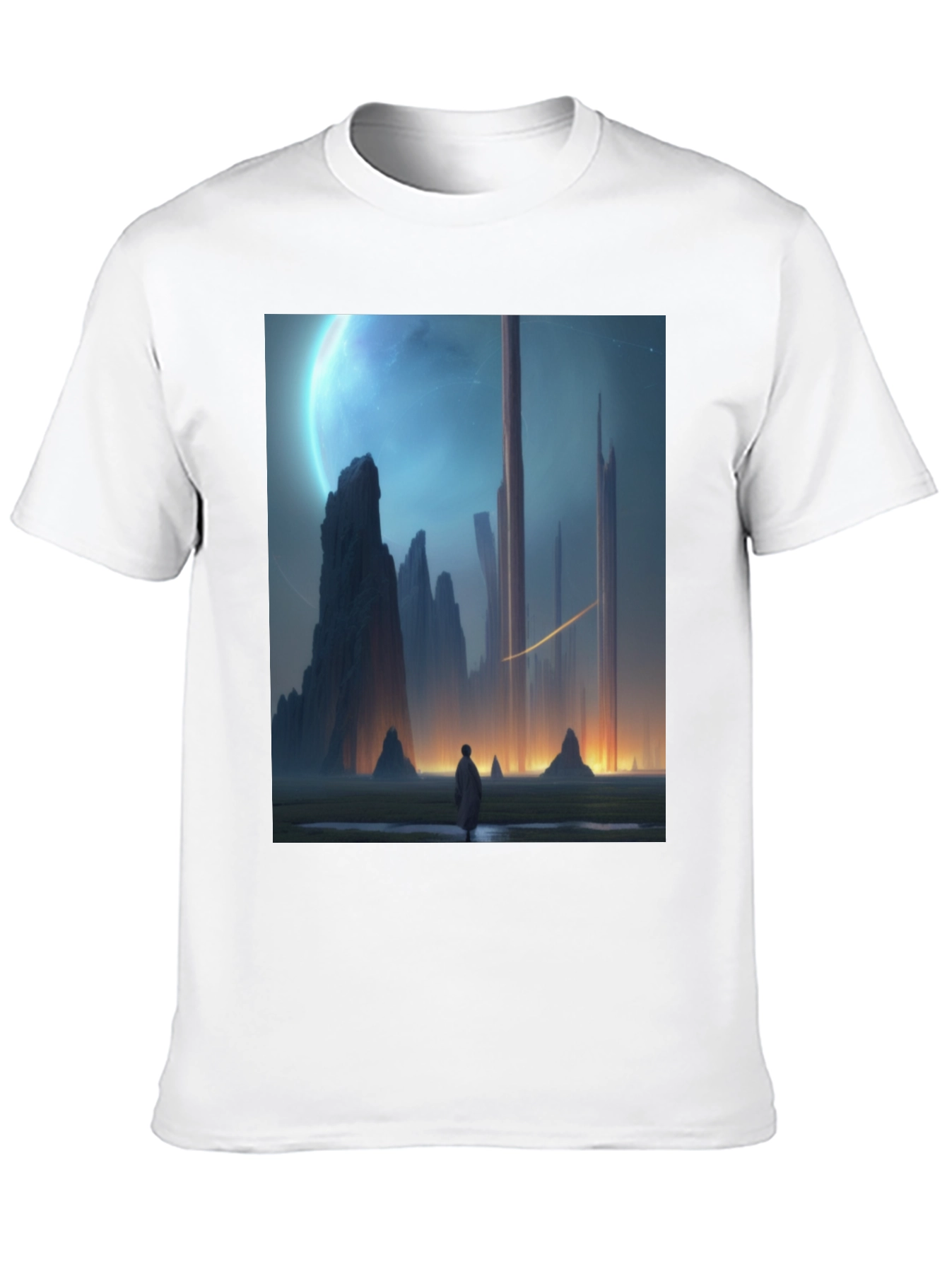 Sci-Fi Landscape Graphic Tee - Mens Black T-Shirt
