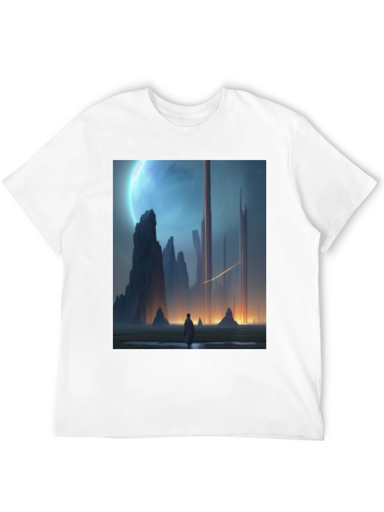 Sci-Fi Landscape Graphic Tee - Mens Black T-Shirt