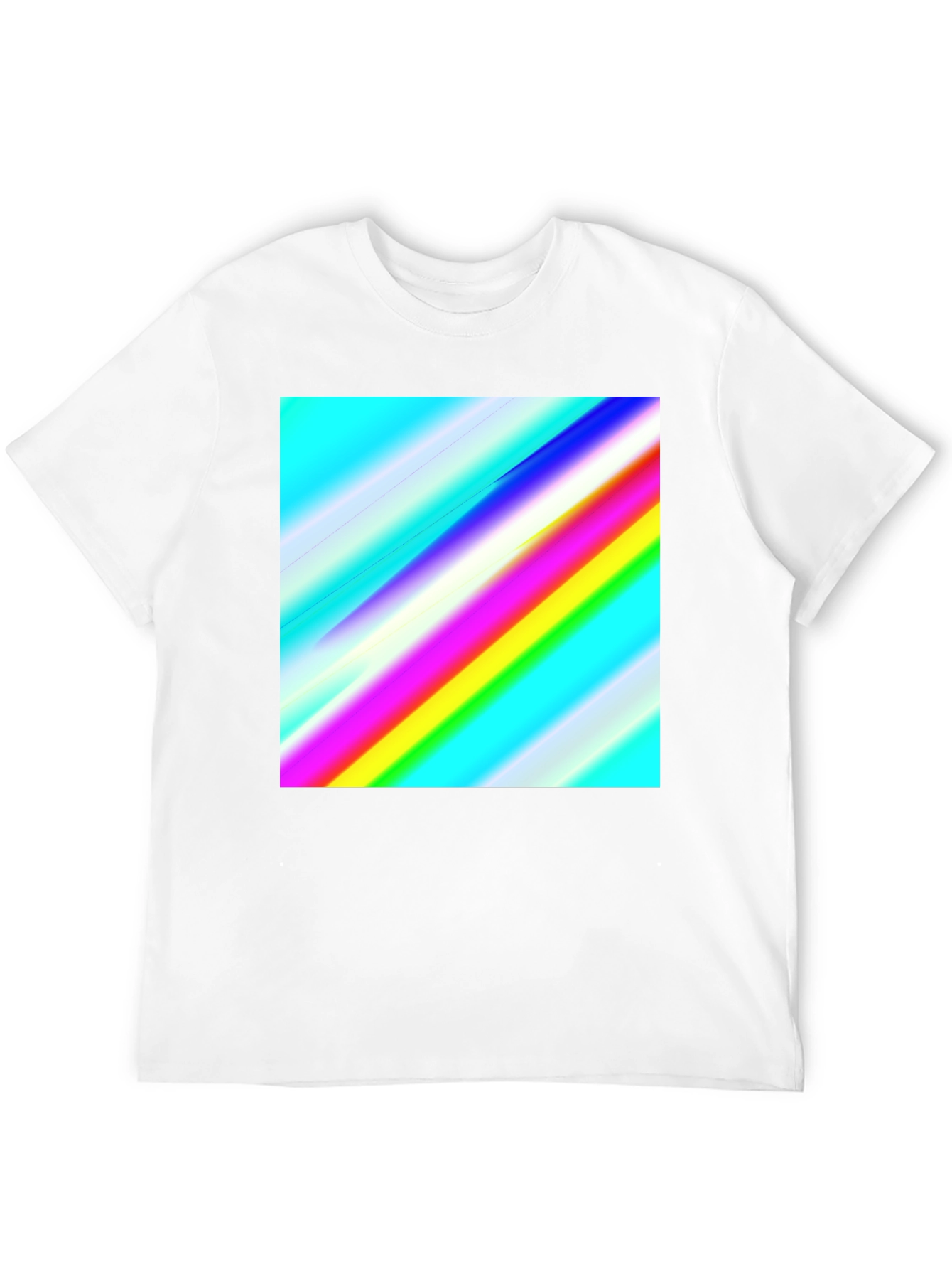 Rainbow Stripe Graphic Tee - Mens Casual Black T-Shirt