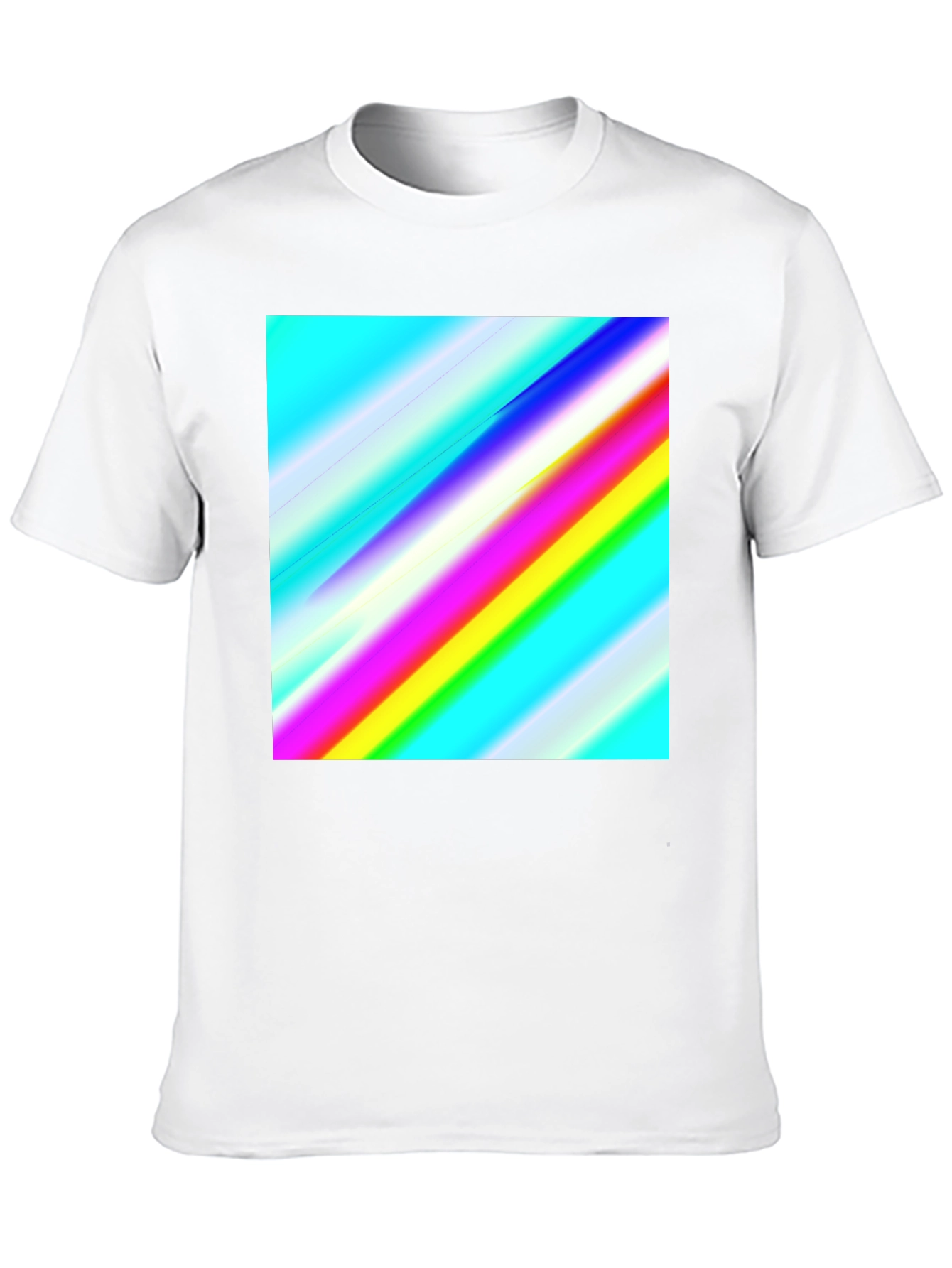 Rainbow Stripe Graphic Tee - Mens Casual Black T-Shirt