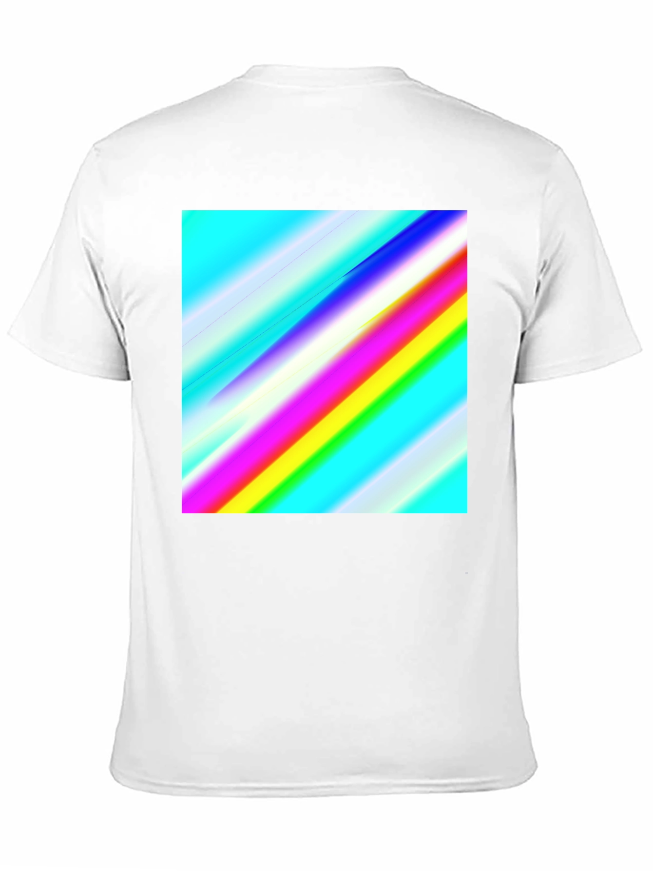 Rainbow Stripe Graphic Tee - Mens Casual Black T-Shirt