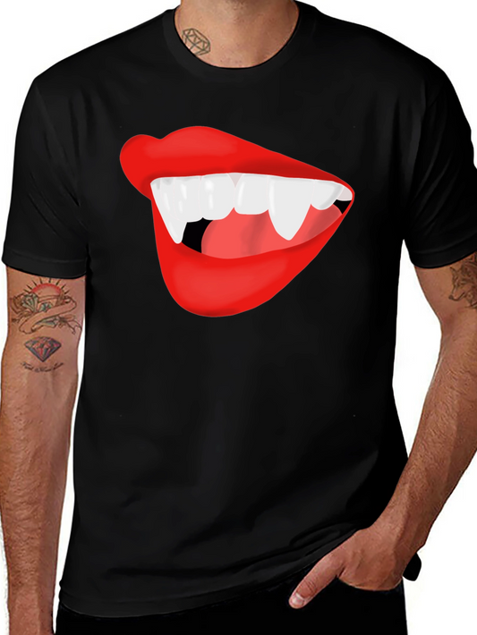 Vampire Lips Black T-Shirt - Halloween Costume Tee