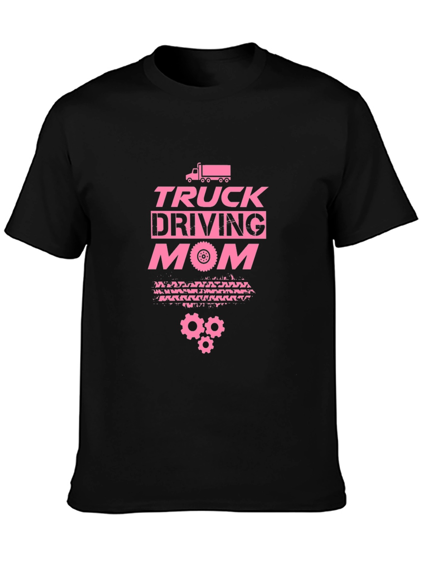 Truck Driving Mom T-Shirt - Pink Graphic on Black