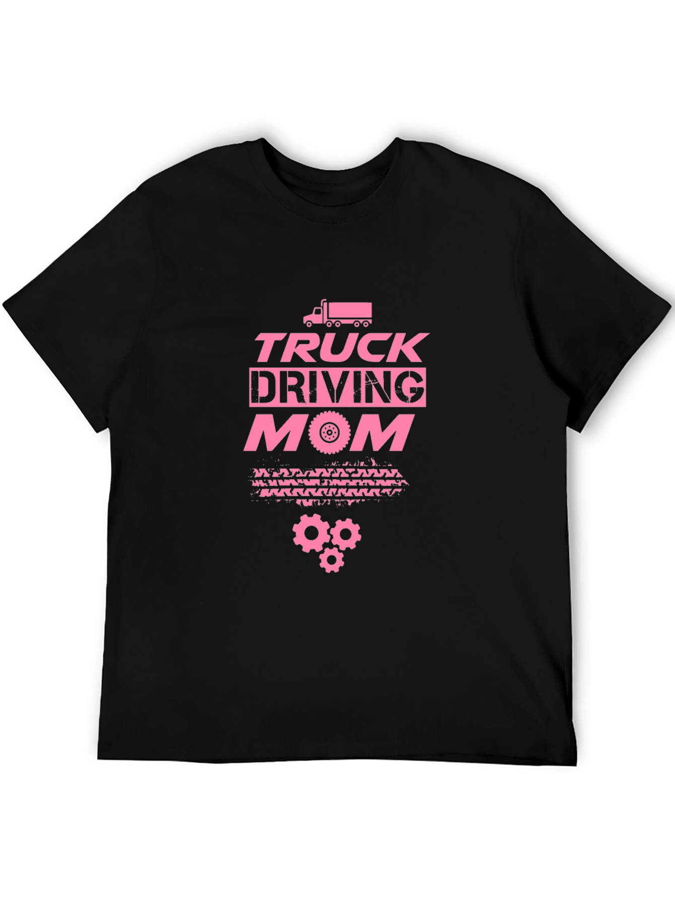 Truck Driving Mom T-Shirt - Pink Graphic on Black