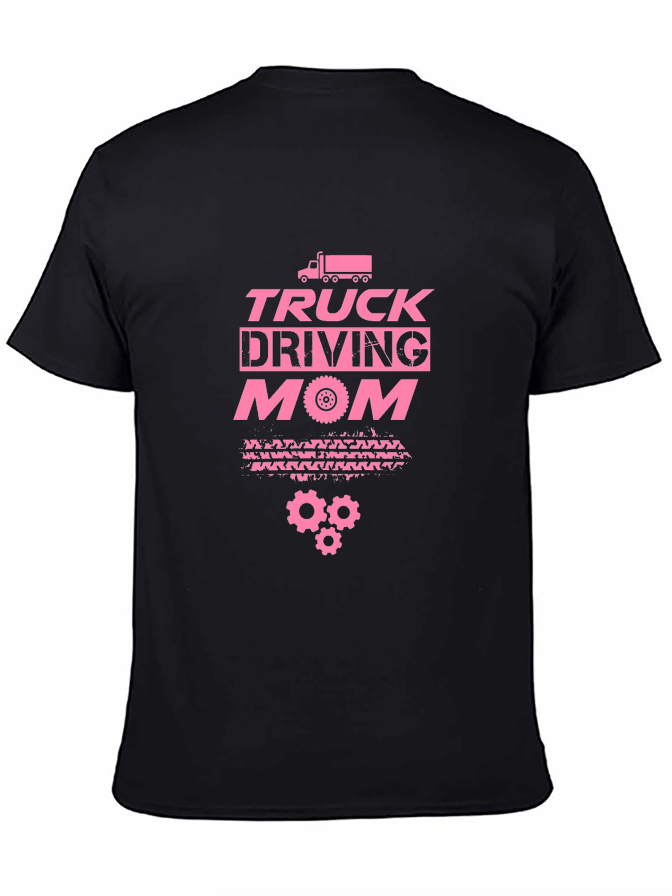 Truck Driving Mom T-Shirt - Pink Graphic on Black