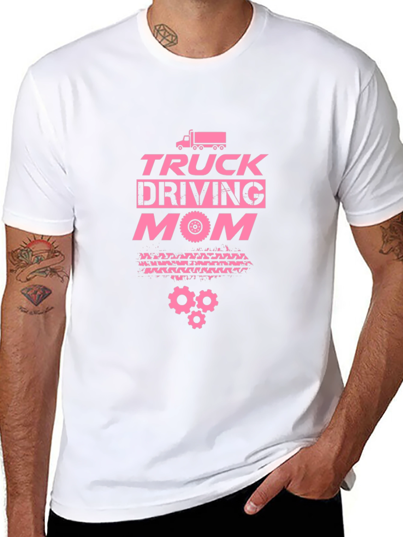 Truck Driving Mom T-Shirt - Pink Graphic on Black