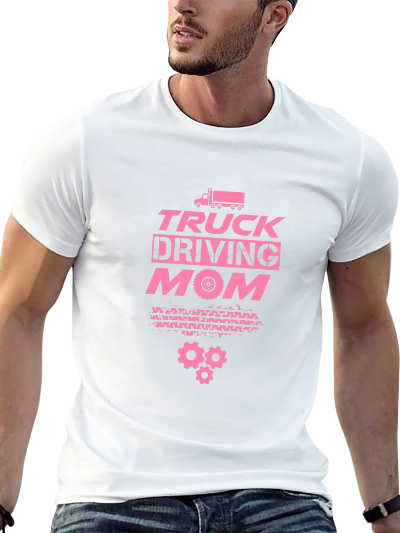 Truck Driving Mom T-Shirt - Pink Graphic on Black