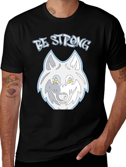 Be Strong Wolf Graphic Tee - Mens Black T-Shirt